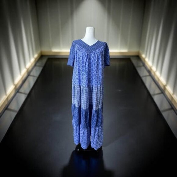 LONG MULTI BLUE DRESS - Picture 1 of 3